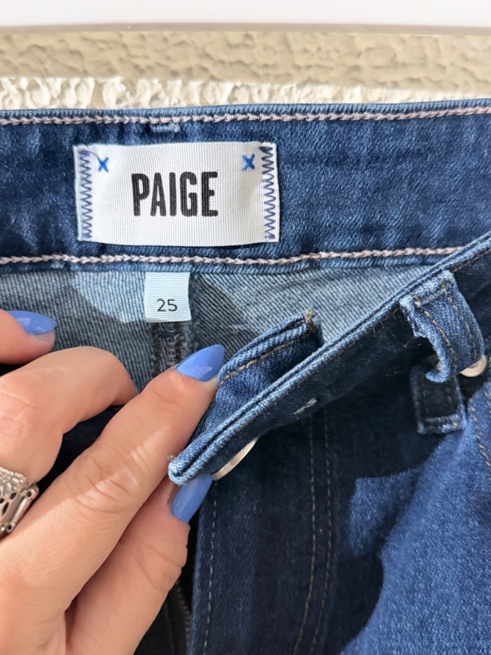 PAIGE Wide Leg Jeans Blue High Rise Size 25 Premium Denim Trend
